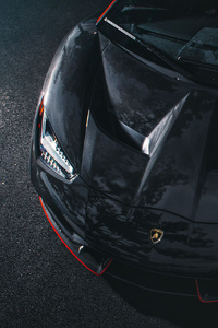Lamborghini Centenario Coupe Front Black Carbon (320x480) Resolution Wallpaper