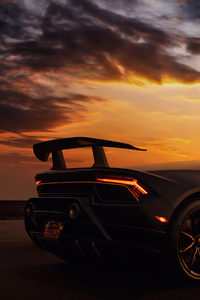 1080x2160 Lamborghini Epic Sunset 5k