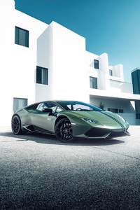 480x854 Lamborghini Huracan Green Beast