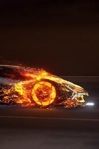 Lamborghini In Flames 5k (1280x2120) Resolution Wallpaper