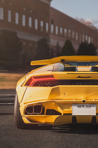 Lamborghini Yellow Rear 4k (1440x2560) Resolution Wallpaper