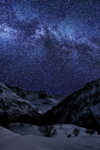Landscape Mountains Galaxy (1125x2436) Resolution Wallpaper