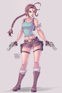 Lara Croft Artwork 5k (640x960) Resolution Wallpaper