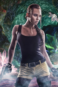Lara Croft Crystal Cave (480x800) Resolution Wallpaper