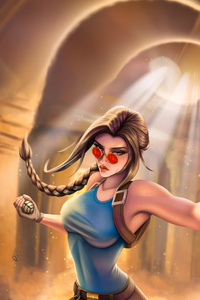 Lara Croft In Action (240x320) Resolution Wallpaper