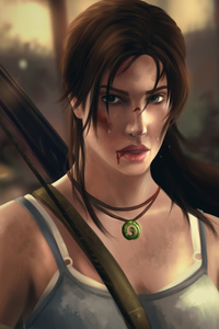 Lara Croft In Tomb Raider Art (1080x2160) Resolution Wallpaper