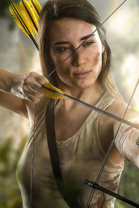 Lara Croft With Bow And Arrrow Cosplay 4k