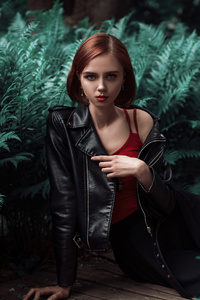 480x854 Leather Jacket Girl 4k