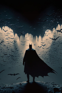 Legendary Batman In Batcave (1280x2120) Resolution Wallpaper