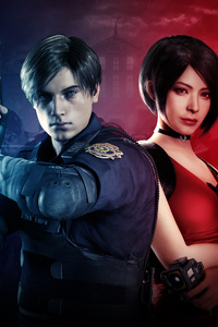 Leon And Ada Wong Resident Evil 2 2019 8k (640x1136) Resolution Wallpaper
