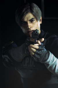 Leon Kennedy Resident Evil 2 4k (640x1136) Resolution Wallpaper