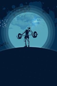 Lifter Silhouette Moonlight Vector Illustration (1080x2160) Resolution Wallpaper