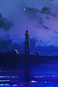 Lighthouse Minimal Paint Art 4k (480x854) Resolution Wallpaper