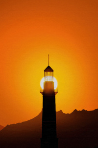 Lighthouse Sunset Evening (1125x2436) Resolution Wallpaper
