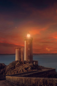 Lighthouse Sunset Scene