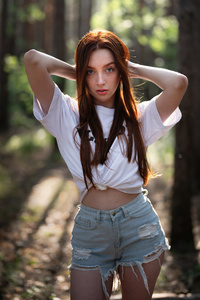 2160x3840 Lilly Model Redhead In Woods 5k