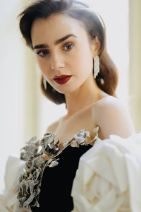 Lily Collins For Baftas Photoshoot 2024 (640x960) Resolution Wallpaper