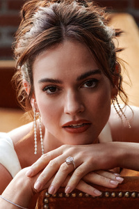 Lily James 2023 (320x480) Resolution Wallpaper