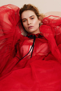 Lily James Allure Photoshoot 2018 (640x960) Resolution Wallpaper