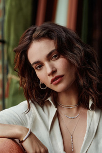 Lily James Only Natural Diamond (640x1136) Resolution Wallpaper