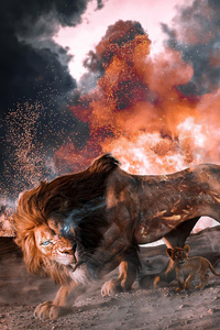 Lion And Cub Journey 4k (360x640) Resolution Wallpaper