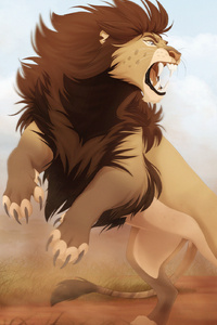 Lions Fight Artwork 4k