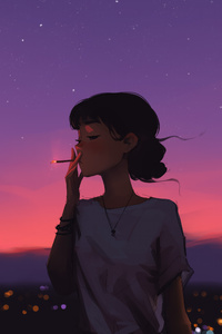 Lofi Girls Smoking Evening And Chillin (2160x3840) Resolution Wallpaper