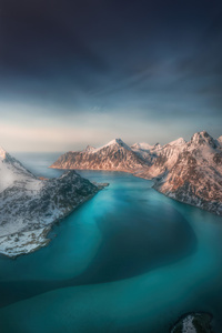 Lofoten From The Air Norway (320x568) Resolution Wallpaper