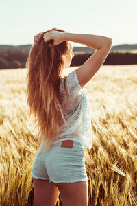 Long Hair Girl In Field (320x480) Resolution Wallpaper