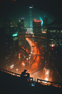 Looking At Cyber Nights (360x640) Resolution Wallpaper