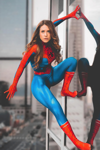Looking Over City Spidergirl Cosplay No Mask