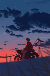 Lost In The Horizon A Rider Solitude (1080x2400) Resolution Wallpaper