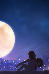 Lost In Thought Moonlight And City Views (1125x2436) Resolution Wallpaper