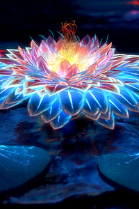 Lotus Flower Digital Art 4k (1080x2160) Resolution Wallpaper
