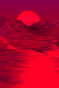 Low Poly Red 3d Abstract 4k