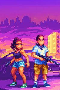 Lucia And Jason From Gta Vi (360x640) Resolution Wallpaper