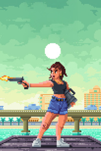 Lucia From Gta Vi 8bit (360x640) Resolution Wallpaper