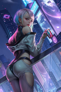 Lucy Cyberpunk Realm (320x480) Resolution Wallpaper