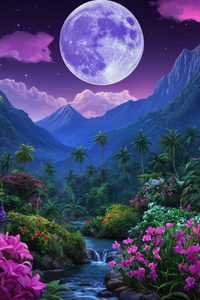 Lunar Bloom Jungle Under The Moonlight (1080x1920) Resolution Wallpaper