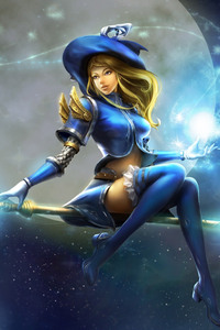 Lux Moon Staff Witch Hat League Of Legends (240x320) Resolution Wallpaper