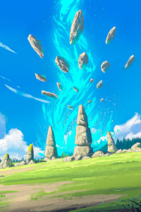 Magic Stones Levitating With Blue Energy (1242x2668) Resolution Wallpaper
