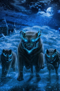 Magical Forest Wolves (320x480) Resolution Wallpaper