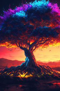 Magical Tree Of Wishes (1280x2120) Resolution Wallpaper