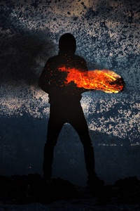 Man With Fire (240x320) Resolution Wallpaper