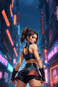 Maria In Cyberpunk City (320x480) Resolution Wallpaper