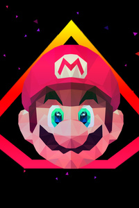 Mario Low Poly Art (640x960) Resolution Wallpaper