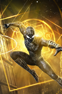 Marvel Super War Spider Man In His Black And Gold Suit (480x854) Resolution Wallpaper