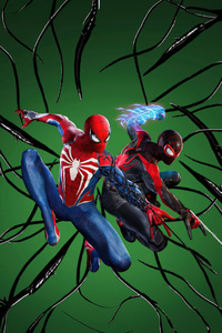 Marvels Spiderman Miles Morales Together (320x480) Resolution Wallpaper