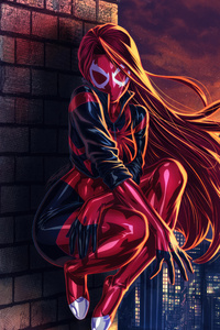 Mary Jane Watson A K A Scarlet Spider (1280x2120) Resolution Wallpaper