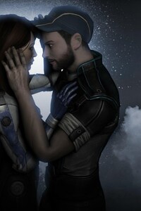 1242x2688 Mass Effect Couple